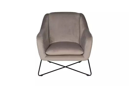 Кресло велюровое бежевое/черный металл (garda decor) коричневый 80x75x87 см.