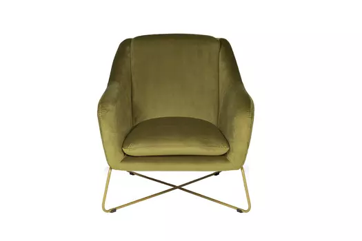 Кресло велюровое оливковое/матовое золото (garda decor) зеленый 80x75x87 см.