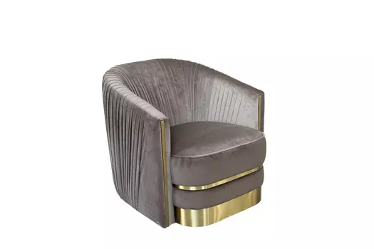 кресло велюровое серо-коричневое (garda decor) серый 82x83x91 см.