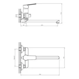 смеситель для ванны однорычажный decoroom dr22 dr22043