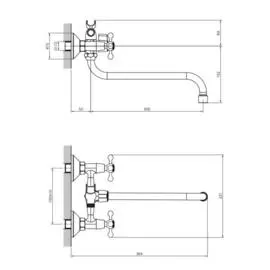 смеситель для ванны вентильный decoroom dr54 dr54045