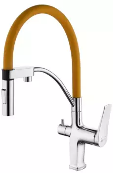 Смеситель для кухни с подключением к фильтру «Lemark» Comfort LM3074C оранжевый/хром
