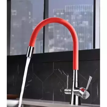 Смеситель для кухни с подключением к фильтру «Lemark» Comfort LM3075C красный/хром