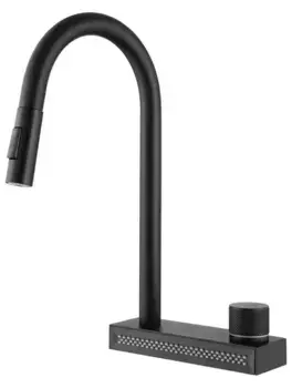 Смеситель для кухонной мойки «Abber» Wasser Kreis AF8114B с выдвижным изливом чёрный матовый
