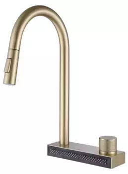 Смеситель для кухонной мойки «Abber» Wasser Kreis AF8114G с выдвижным изливом матовое золото