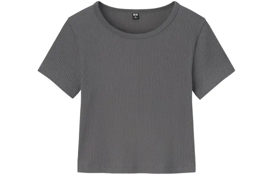 Женский укороченный топ UNIQLO, цвет Asphalt Gray