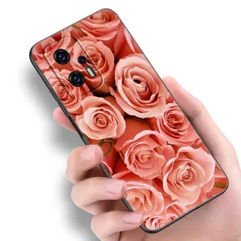Чехол для телефона с розовым цветком для Xiaomi POCO F2 F3 M2 M3 M4 X3 X4 Pro NFC F4 GT 5G F1 X2 C3 C31 C40 M5S, мягкий черный чехол из ТПУ Xiaomi POCOphone F1