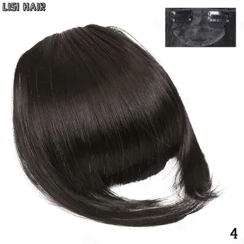 LISI HAIR Синтетические прямые волосы с челкой 2 заколки для наращивания волос Искусственная бахрома Накладная шиньон для женской одежды 20cm