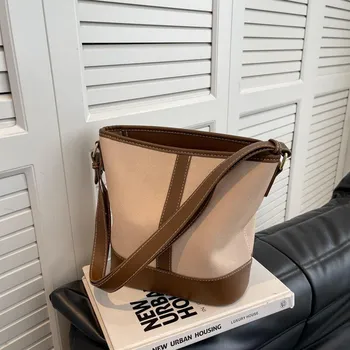 Small bag New fashion canvas shoulder bag Casual women s bag Versatile work commuter bag Bucket bag чёрный