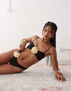 Контрастный корсажный бикини-низ Miss Selfridge черного цвета
