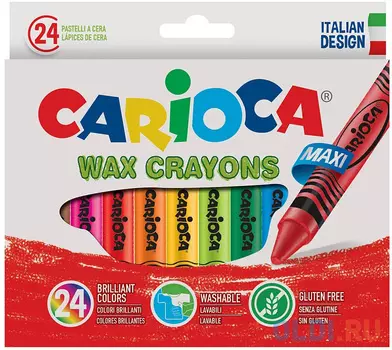 Набор крупных восковых мелков WAX CRAYONS MAXI, картонная коробка, 24 цв, с европод.
