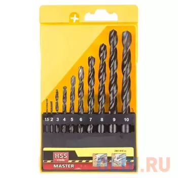 Набор сверл по металлу 10 шт (d=1-10 мм), HSS-R, сталь М2(S6-5-2), STAYER Professional 29602-H10, DIN 338