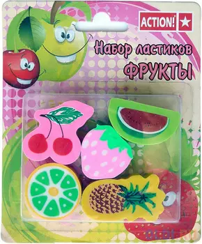 Набор ластиков Action! Фрукты 5 шт фигурный AER60 AER60