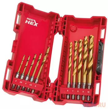Набор сверл по металлу Milwaukee RedHEX HSS-G TiN (10шт) Milwaukee