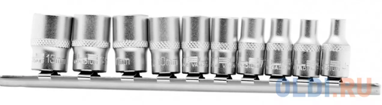 Набор торцевых головок, 1/4", 12-ти гр., CrV, 10шт., 4-13мм// Stels
