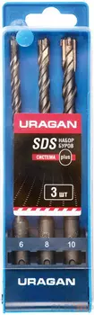 Набор URAGAN Буры по бетону, хвостовик "SDS-Plus", 6х160; 8х160; 10х160мм; 3шт