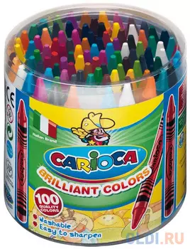 Набор восковых мелков CARIOCA WAX CRAYONS, пластиковый бокс, 100 шт