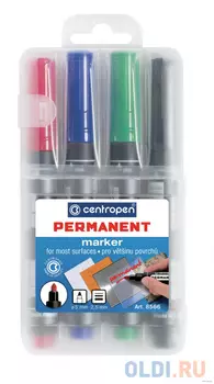 Набор маркеров Centropen 8566/04 PVC 2.5 мм 4 шт разноцветный 8566/04 PVC
