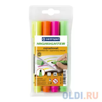 Набор маркеров флуоресцентных Centropen 8852/4PVC 4.6 мм 4 шт разноцветный