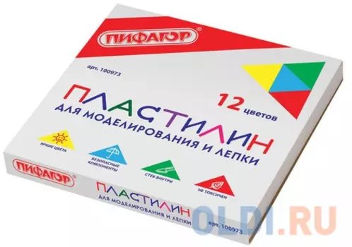 Набор пластилина ПИФАГОР классический 12 цветов