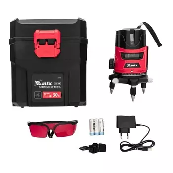 Лазерный уровень MTX CRX-30R (30 м, красный луч, батарейки, резьба 5/8") 35030