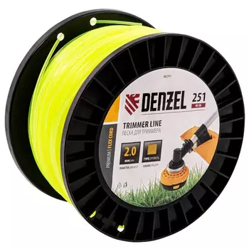 Леска для триммера Denzel FLEX CORD 96291, квадрат, 2,0мм х 251м, на DIN катушке