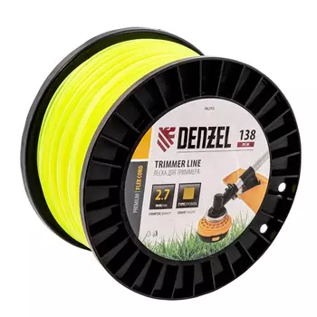 Леска для триммера Denzel FLEX CORD 96293, квадрат, 2,7м х 138м, на DIN катушке