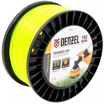 Леска для триммера круглая Denzel FLEX CORD 96280, 2,4мм х 192м, на DIN катушке