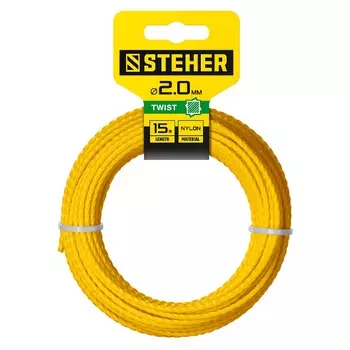Леска для триммера Steher 75020-2.0 витой квадрат, 2.0 мм, 15 м