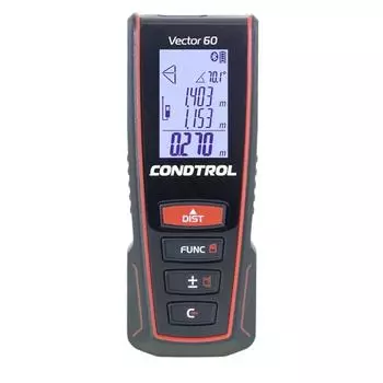 Лазерный дальномер Condtrol Vector 60, 1-4-104 (дальность 60 м, bluetooth-модуль, чехол, защита от пыли и влаги)