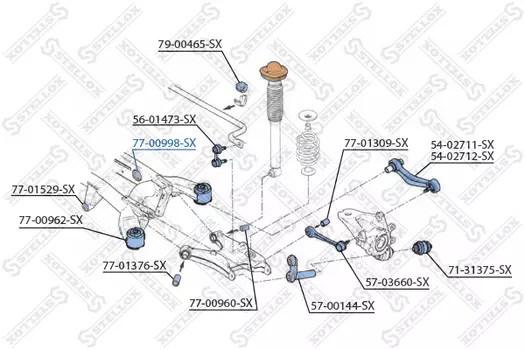сайлентблок зад. балки зад. внутр.!\ BMW X5 3.0-4.8 >07/05 77-00998-SX STELLOX