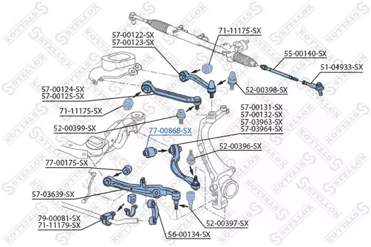 сайлентблок зад. нижн. рычага!\ Audi A6 all 04> 77-00868-SX STELLOX