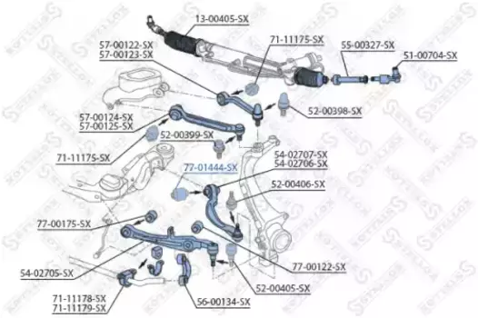 сайлентблок зад. нижн. рычага!\ Audi A8 all 02>, VW Phaeton all 02> 77-01444-SX STELLOX