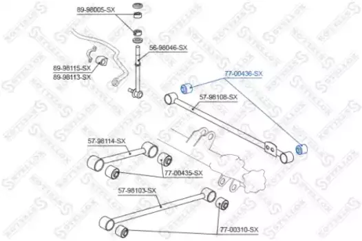 сайлентблок зад.попер.тяги!\ Toyota Land Cruiser 120/Prado GRJ120/KDJ120 77-00436-SX STELLOX