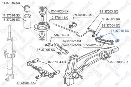 сайлентблок зад. попереч. тяги!\ Honda Civic all 91-95 87-37015-SX STELLOX