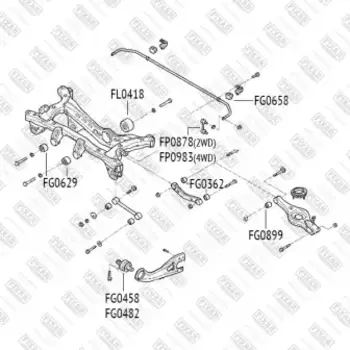 сайлентблок зад.балки перед.центральный!\ Hyundai Tucson 04> FG0629 FIXAR