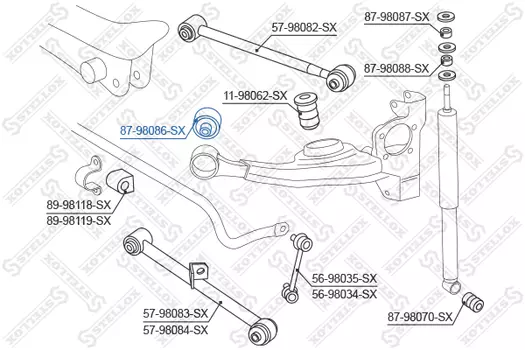 сайлентблок зад. продол. рычага!\ Toyota RAV 4 ACA2#/CLA2#/ZCA2# 00> 87-98086-SX STELLOX
