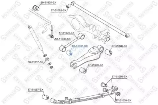 сайлентблок зад. продол. рычага верхн.!\ Hyundai H-1 96-01 87-51091-SX STELLOX