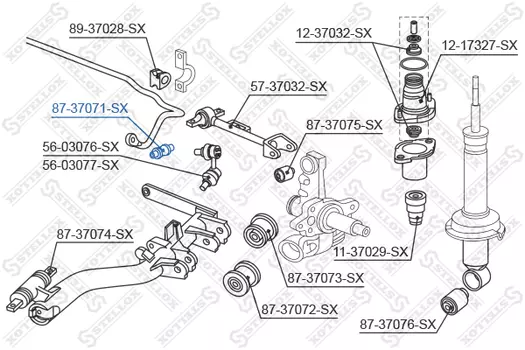 сайлентблок зад. продол. рычага внутр.!\Honda Civic EU/EP/ES 01> 87-37071-SX STELLOX