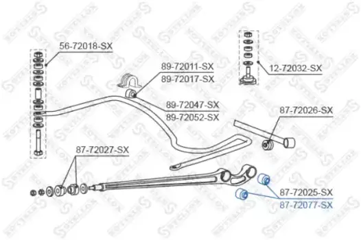 сайлентблок зад. продол. рычага зад.!\ Mitsubishi Pajero L14#G/V2#/V4#W <01 87-72077-SX STELLOX