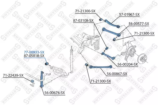 сайлентблок зад. рычага!\ MB W124/W201-W210 84-02 77-00933-SX STELLOX