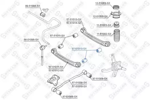 сайлентблок зад. рычага наружн.!\ Hyundai Accent all 99> 87-51010-SX STELLOX