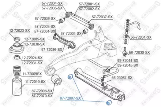 сайлентблок зад. рычага нижн.!\ Mitsubishi Lancer 92>/Carisma 95> 87-72007-SX STELLOX