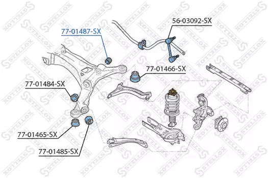 сайлентблок зад. рычага!\ Volvo S60/S80/V70/XC70 98> 77-01487-SX STELLOX