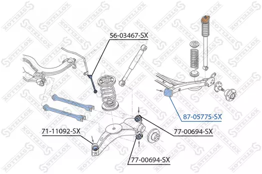 сайлентблок зад.балки!\ VW Golf/Bora/Seat 87-05775-SX STELLOX