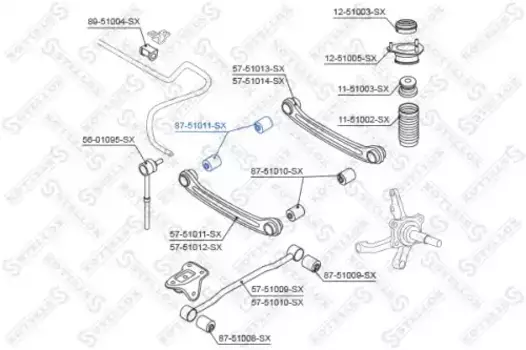 сайлентблок зад. рычага внутр.!\ Hyundai Accent all 99> 87-51011-SX STELLOX
