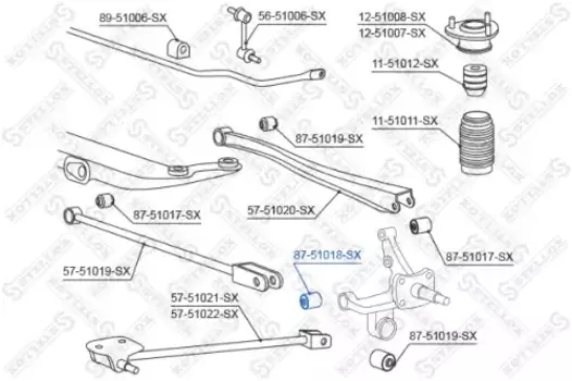 сайлентблок зад. рычага зад. внутр.!\ Hyundai Coupe 96-00 87-51018-SX STELLOX