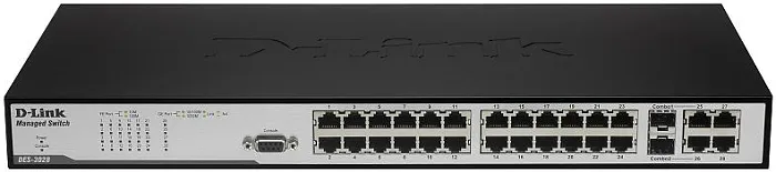 Коммутатор D-link DES-3028_RFB/A1 24x10/100Base-TX, 2x1000BASE-T, 2xCombo 1000BASE-T/SFP, L2, восстановленный в производственных условиях