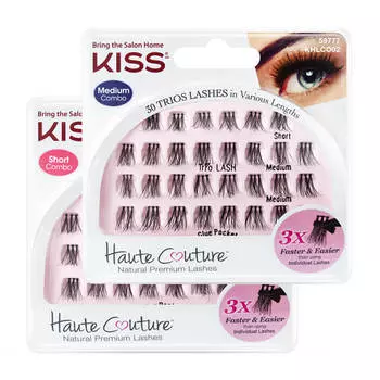 Накладные ресницы-пучки Kiss Haute Couture Trio Lashes, Цвет KHLC01GT (длина короткая/очень короткая)