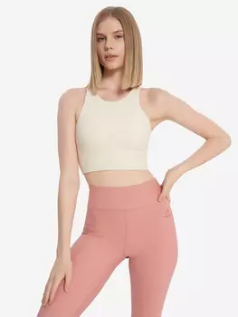 Топ бра спортивный HighFlow Yoga Longline, Бежевый